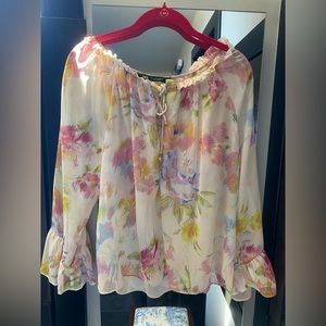 Zara Printed Top with Ruffles Size Small